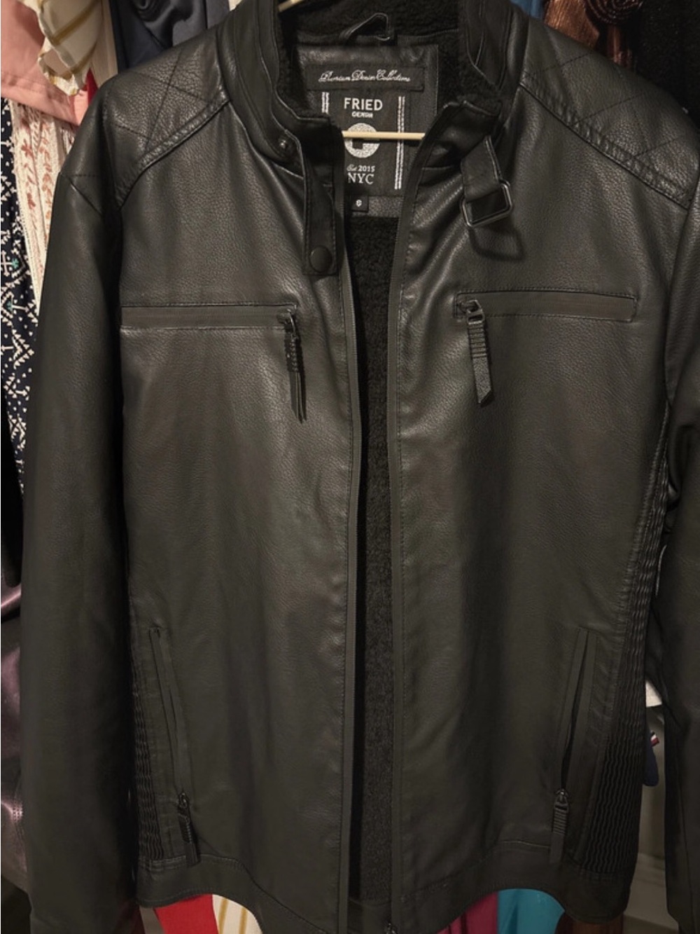 Black Men's Faux Leather Moto Jacket